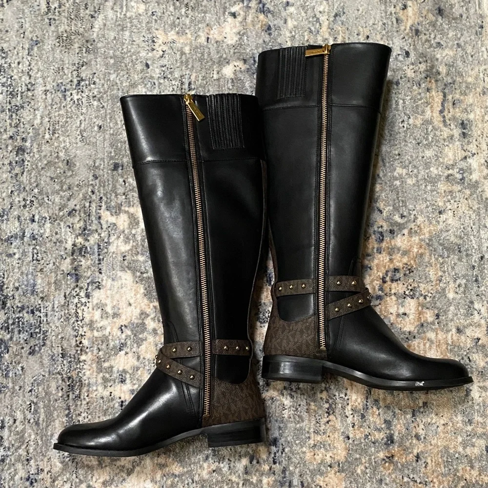 Michael Kors Black and Brown riding boots - Picture 2 of 6